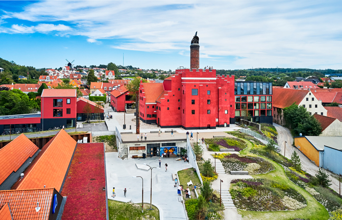 Billede af maltfabrikken i Ebeltoft