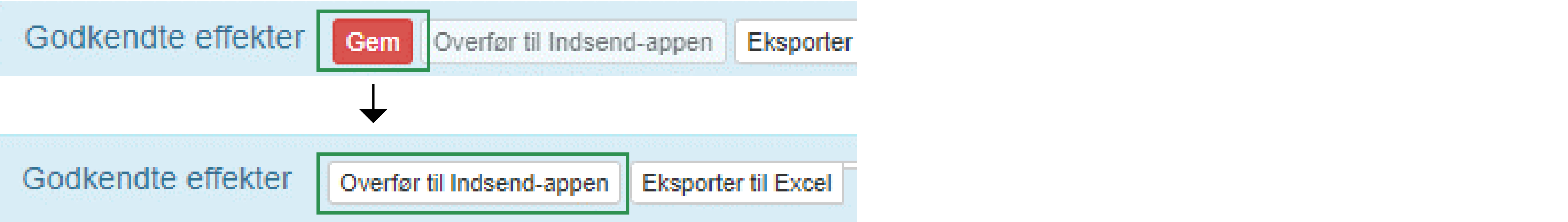 Screenshot fra "godkendte effekter"